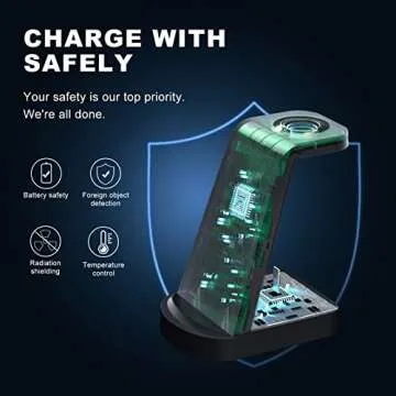 INNISTO Wireless Charging Station,3 in 1 Charger Station for iPhone 15/14/13/12/11 Pro/Pro Max,Wireless Stand Dock Apple Watch Ultra 9/8/7/6/5/4/3/2/SE AirPods Pro 3 2 Black