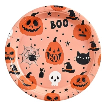 JASSEWRLY 30 Pcs Halloween Paper Plates for Festive Celebrations