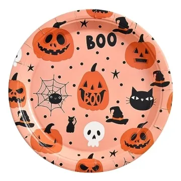 JASSEWRLY 30 Pcs Halloween Paper Plates for Festive Celebrations