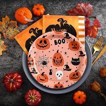 JASSEWRLY 30 Halloween Paper Plates for Parties and More