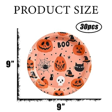 JASSEWRLY 30 Halloween Paper Plates for Parties and More