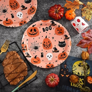 JASSEWRLY 30 Halloween Paper Plates for Parties and More