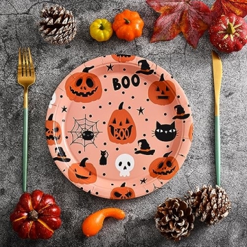 JASSEWRLY 30 Halloween Paper Plates for Parties and More