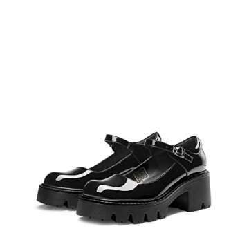 DREAM PAIRS Women's Mary Janes Shoes Platform Dress Low Heel Chunky Pumps Round Toe Ankle Strap Pumps Shoes Oxfords,Size 9,Black,SDPU2346W-NEW