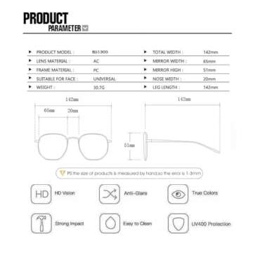 BAODAREN Trendy Aviator Sunglasses for Women Men Hexagonal Square Thick Frame Double Bridge Sun Glasses Shades BS1300 (Leopard/Light Gray)