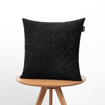 BLACKTHX Pack of 2 Decorative Throw Pillow Covers Black Gothic Pillowcase Velvet Soft for Couch Sofa Bedroom 20x20 Inches Black On Black Print