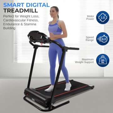SereneLife Electric Folding Treadmill - Foldable Home Fitness Equipment for Walking & Running, Indoo...