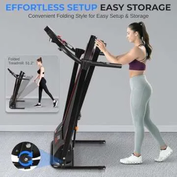 SereneLife Electric Folding Treadmill - Foldable Home Fitness Equipment for Walking & Running, Indoor Home Cardio Machine with Downloadable App, Safety Key, 12 Training Modes, Bluetooth Connectivity