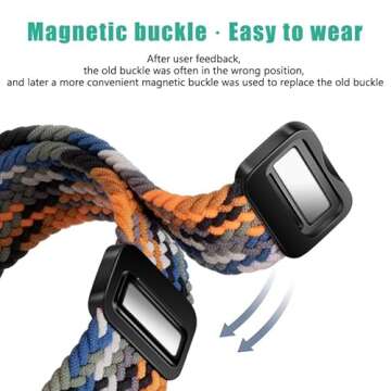 Nylon Sport Loop Watch Bands Compatible with Apple Watch Band Ultra 2 1 49mm 46mm 45mm 44mm 42mm 41mm 40mm 38mm,Soft Braided Woven Magnetic Clasp Strap for iWatch Series 10/9/8/7/6/5/4/3/SE,Women Men