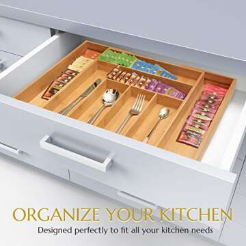 Signature Living Bamboo Expanding Utensil Drawer Organizer