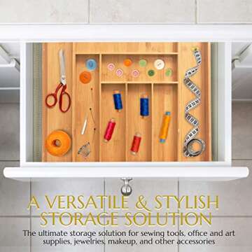 Signature Living Bamboo Expanding Utensil Drawer Organizer