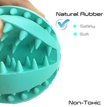 ADUCK Dog Ball Toys for Aggressive Chewers Teething Cleaning (Dental Treat) (Bite Resistant) Natural Soft Bouncy Rubber Ball Toys for Pet IQ Training Playing and Chewing -2.8 Inch (Mint Green)