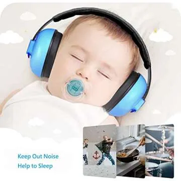 Baby Ear Protection Aged 0-3 Years Noise Canceling Baby Headphones for Newborn Toddler Infant Protective Ear Covering Shields Earmuffs for Sleep Airplane Travel(Blue)
