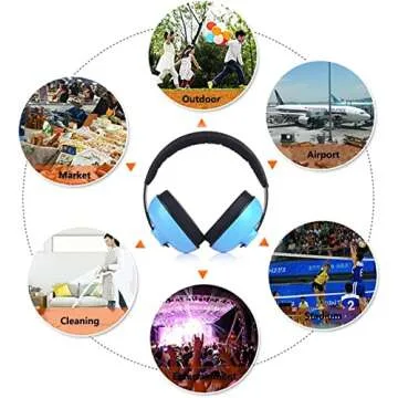 Baby Ear Protection Aged 0-3 Years Noise Canceling Baby Headphones for Newborn Toddler Infant Protective Ear Covering Shields Earmuffs for Sleep Airplane Travel(Blue)
