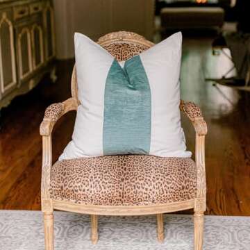 EVERGRACE x Kinsey Walsh Signature Velvet Panel Cotton Pillow Covers Set of 2, Decorative Pillow Covers 22"x22" for Couch, Square Cushion Cases for Sofa Bedroom Living Room, Aquamarine