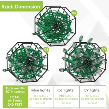 Feverdes Christmas Light Storage Bag with Metal Reels