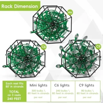 Feverdes Christmas Light Storage Bag with Metal Reels