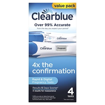 Clearblue Pregnancy Test Combo Pack, 4ct - Digital with Smart Countdown & Rapid Detection - Value Pa...