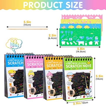 YSCare Scratch Notebooks for Kids with Wooden Stylus Set