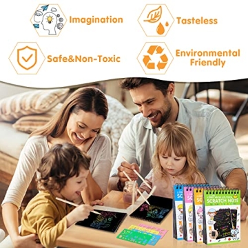 YSCare Scratch Notebooks for Kids with Wooden Stylus Set