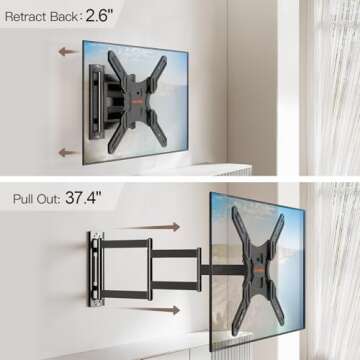 ELIVED Long Arm TV Wall Mount for 26-65 Inch TVs with 37.4 Inch Extension and Swivel Capability