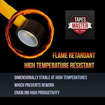 Tapes Master 1" x 36 Yds 1 Mil Kapton Tape - Polyimide High Temperature Heat Rresistant Tape with Silicone Adhesive - No Residue