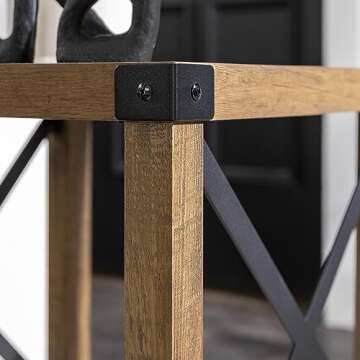 Walker Edison Sedalia Modern Farmhouse Metal X Side Table, 18 Inch, Rustic Oak