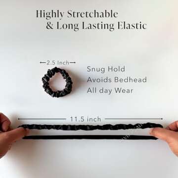 Silvr Bear Luxury Satin Skinny Scrunchies, 6 Count - Black Skinny, Hair Ties for Women, Girls and Men, Softer than Silk Scrunchies, Hair Accessories for All Hair Types