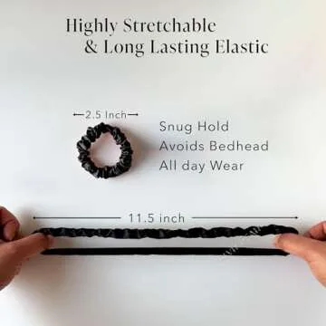Silvr Bear Luxury Satin Skinny Scrunchies, 6 Count - Black Skinny, Hair Ties for Women, Girls and Men, Softer than Silk Scrunchies, Hair Accessories for All Hair Types