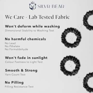 Silvr Bear Luxury Satin Skinny Scrunchies, 6 Count - Black Skinny, Hair Ties for Women, Girls and Men, Softer than Silk Scrunchies, Hair Accessories for All Hair Types