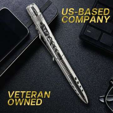 Tactical Pen - Self Defense Pen with Flashlight - Tactical Flashlight Multi Tool Survival Pen + Glass Breaker + Bottle Opener in Gift Box for Men & Women