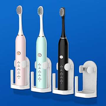 Furiencindy two-in-one wall-mounted storage rack Self-adhesive electric toothbrush holder, 4 brushle...