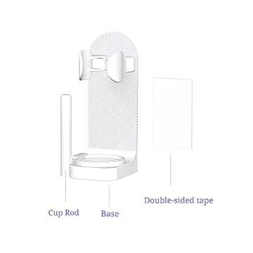 Furiencindy two-in-one wall-mounted storage rack Self-adhesive electric toothbrush holder, 4 brushless wall-mounted toothbrush holders, adjustable non-porous bathroom mouthwash cup storage rack, white