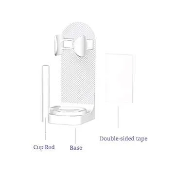 Furiencindy two-in-one wall-mounted storage rack Self-adhesive electric toothbrush holder, 4 brushless wall-mounted toothbrush holders, adjustable non-porous bathroom mouthwash cup storage rack, white
