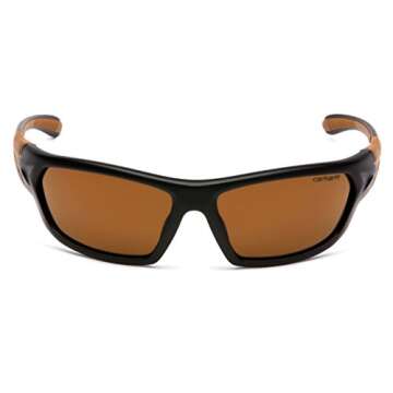 Pyramex Safety Products CHB218D Carhartt Carbondale Safety Glasses, Sandstone Bronze Lens with Black/Tan Frame, Sandstone Bronze