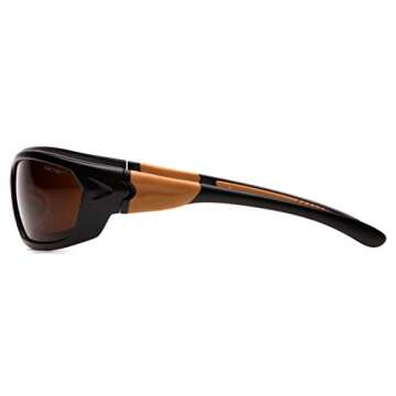 Pyramex Safety Products CHB218D Carhartt Carbondale Safety Glasses, Sandstone Bronze Lens with Black/Tan Frame, Sandstone Bronze