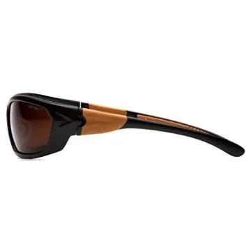 Pyramex Safety Products CHB218D Carhartt Carbondale Safety Glasses, Sandstone Bronze Lens with Black/Tan Frame, Sandstone Bronze