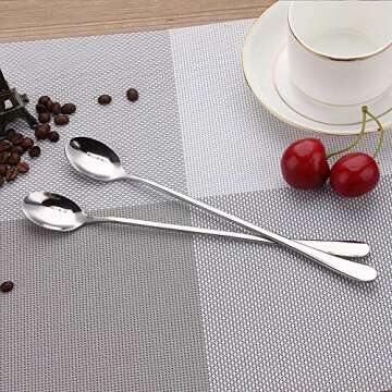Long Handle Stirring Spoon, DaKuan Set of 10 Stainless Steel Mixing Spoon for Iced Tea, Coffee, Cock...