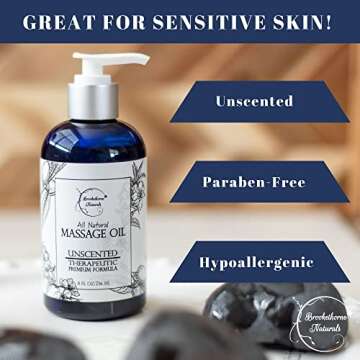 Unscented Massage Oil for Massage Therapy – 100% Natural Body Oil with Sweet Almond, Grapeseed & J...
