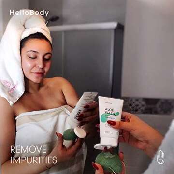 HelloBody ALOE WASH Daily Face Cleansing Gel - Vegan Facial Cleansing - Effective Against Blemished ...