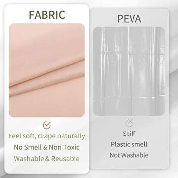 ALYVIA SPRING Pink Shower Curtain Liner Fabric with 3 Magnets - Waterproof Soft Hotel Quality Cloth Shower Curtain for Bathroom, Light-Weight & Machine Washable - Standard Size 72x72, Blush Pink