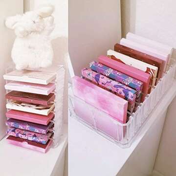 byAlegory Acrylic Eyeshadow Makeup Palette Organizer (Small Sized Palettes) | 8 Space Cosmetic Storage (CLEAR)
