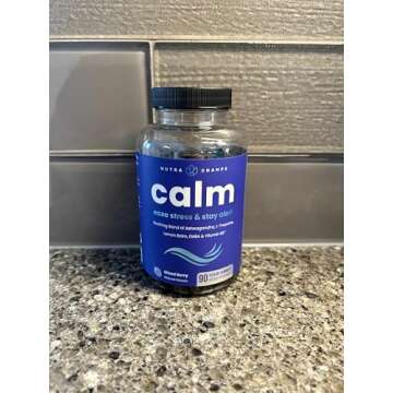 NutraChamps Calm Gummies, Stress Gummies Supplement with Ashwagandha, L-Theanine, GABA, Vitamin B6 & Lemon Balm, 90 Gummies (Pack of 2)