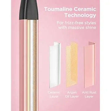 Wavytalk 3/8 Inch Small Curling Wand, Small Curling Iron, Super Skinny Rectangular Ceramic Barrel for Short & Long Hair, Dual Voltage Curling Wand, Instant Heat up to 390°F(Rose Gold)