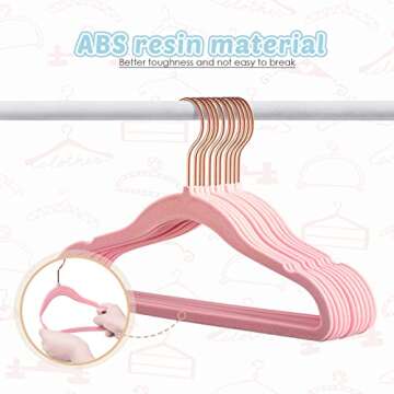 Kids Velvet Hangers Baby Hangers for Closet, DUDUCOFU 50 Pack 11.8 Inch Pink Velvet Hangers Baby Clothes Hangers Non Slip Kids Felt Hangers with 360 Degree Swivel Hook Toddler Hangers for Closet
