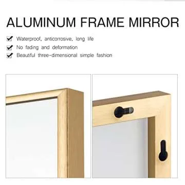 NeuType Full Length Mirror Floor Mirror Dressing Mirror Home Gym Mirror,Large Wall Mirror Bathroom Mirror Standing Mirror,Long Mirrors for Bedroom,Metal Frame,Gold,71"x34",No Stand