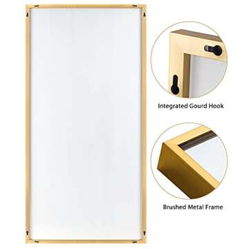 NeuType Full Length Mirror Floor Mirror Dressing Mirror Home Gym Mirror,Large Wall Mirror Bathroom Mirror Standing Mirror,Long Mirrors for Bedroom,Metal Frame,Gold,71"x34",No Stand