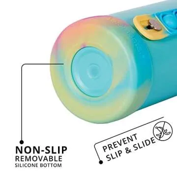 Elemental Iconic Kids Water Bottle with Straw Lid & Stress Relief Pop It Handle, Leak-Proof When Closed, Triple Insulated Kids Stainless Steel Water Bottle For Girls and Boys, 14oz - Blue Tie Dye