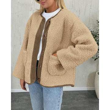 PRETTYGARDEN Women's Warm Sherpa Fleece Jacket Stylish Outerwear