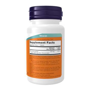 NOW Foods Supplements, Zinc (Zinc Gluconate) 50 mg, Supports Enzyme Functions*, Immune Support*, 100 Tablets